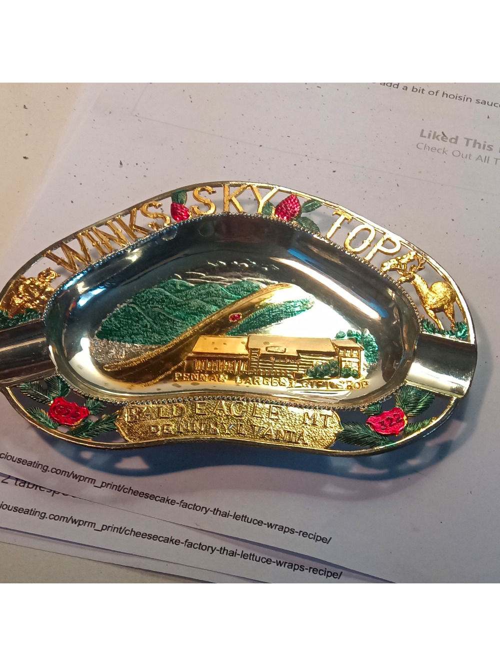 Bald Eagle Mt Pennsylvania Souvenir Ashtray Made in Japan WIKSKY TOP